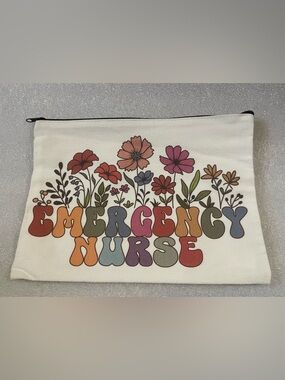 Floral 'Emerging Nurse' Colorful Retro Canvas pouch ⭐️2 for 13⭐️